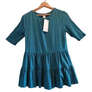 New Ady P Top Women's Size Small Blue Cotton Blend 3/4 Sleeve Pullover Outdoor